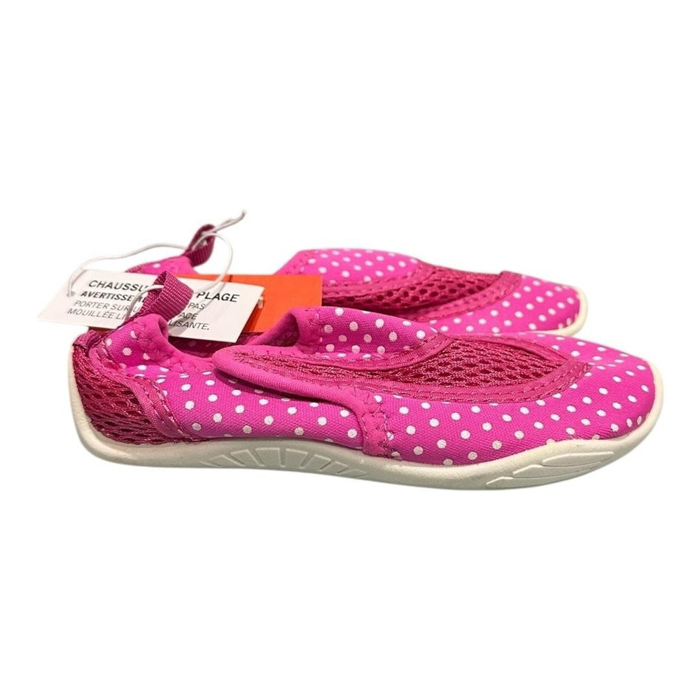 Joe Fresh Water Shoes Girls Size 12.5 Pink Polka Dot Slip On Beach Summer